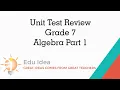 Algebra - Unit Test Review