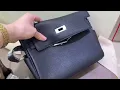 So Nice Hermes Kelly Messenger PM Black Etoupe PHW