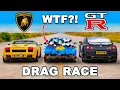 Lamborghini Gallardo v Nissan GT-R v WTF DRAG RACE