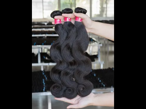 Wholesale 12-28 Inch Body Wave Virgin Indian Hair #1B Natural Black Video