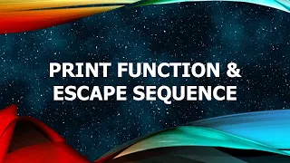Print Function Escape Sequence Python For Beginners Tutorial