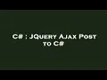 C JQuery Ajax Post to C