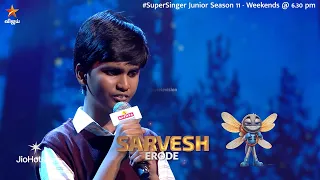 Kanne Kalaimaane Song by #Sarvesh ❤️🥰 | Super Singer Junior 11 | Episode Promo