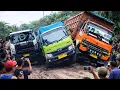 Lagu Ngeri || Jalan Rusak Jadi Ajang Uji Nyali Tiga Truk Hampir Terbalik 