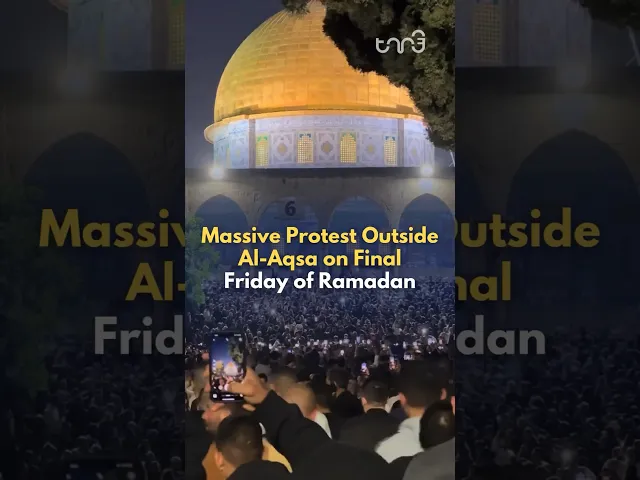 ⁣On the last Friday of Ramadan, a massive protest for G@za took place outside of Al-Aqsa Mosque.