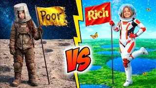 Rich vs Poor Spaceship Challenge for kids