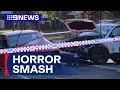 Man seriously hurt in police car crash | 9 News Australia