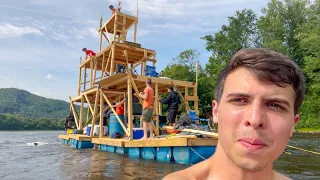 We Built A 4-STORY RAFT In 3 Days This Is What Happened DIY Homemade survival