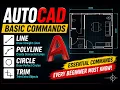 AutoCAD Basic Commands for Beginners LINE POLYLINE CIRCLE TRIM