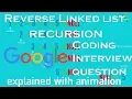 Reverse Linked list - Recursive way Linked List Coding Interview