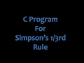 Numerical Integration C Program for Simpson s Rule