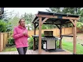 Modern Shade 6 X 8 Cedar Wood Grill Gazebo 6 X 8 with Galvanized Steel Roof and Charging Ports