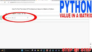How To Find The Index Of A Maximum Value In A Matrix In Python