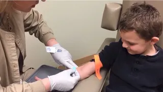micah gets his blood drawn by the best phlebotomist ever 