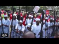 MoH demo fails to get off the blocks as prison costume wearing protesters hit police wall