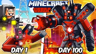 I Survived 100 Days as TITAN SPEAKERMAN in Hardcore Minecraft!