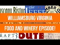 FOOD episode Williamsburg Virginia Pancake Houses winery s and dinners Keto diet on vacation