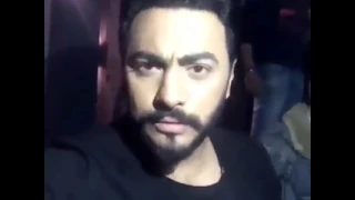 تامر حسني من كواليس فيلم تصبح على خير ايه الشنب دا 