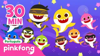 A Família Tubarão de Ladrões | Esconde | +Compilação | Pinkfong, Bebê Tubarão! Canções para Crianças