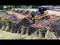 Amazing skill bulldozer operator pushing and filling up land