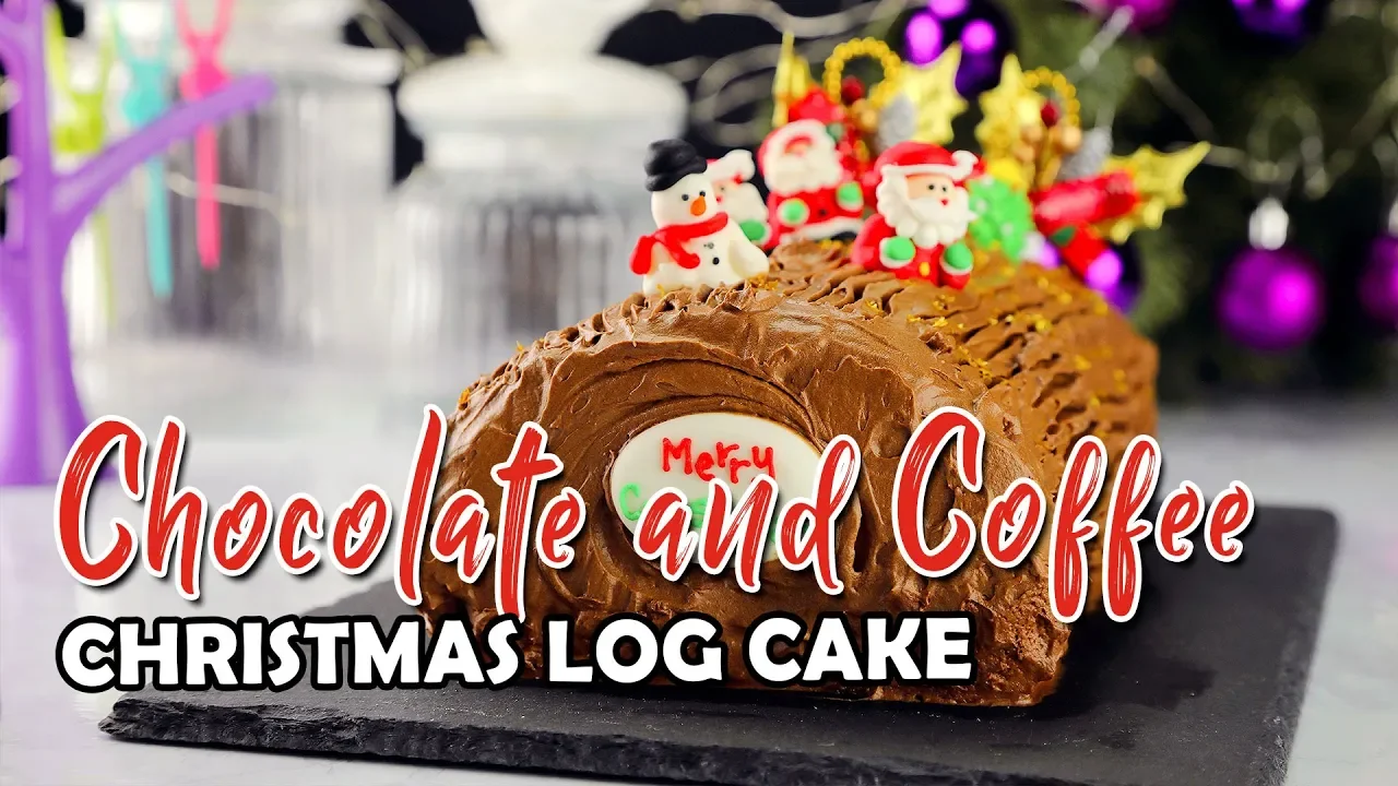 How To Make Chocolate and Coffee Christmas Log Cake