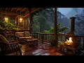 Download Lagu Rainy Tropical Forest Ambience | Soft Rain and Thunder with Fireplace At Cozy Porch | Sleep, Relax
