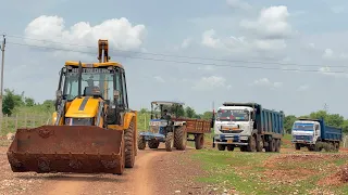 JCB 3dx Backhoe Loading Dam Mud in Swaraj 744 | TATA Signa Tipper | Tata Truck