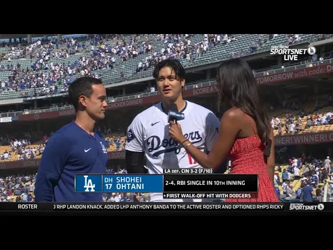 Download MP3 Shohei Ohtani on First Walk-off hit as a Dodger Dodgers Postgame interview 5/19/24