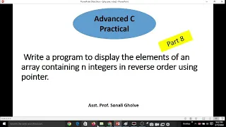 Reverse array elements using pointers in C Programming Practical assignment C Programming Part 8