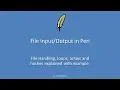 perl lec7 file handling loops hashes and arrays explained