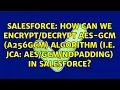 How can we AES-GCM A256GCM algorithm i e JCA NoPadding in Salesforce