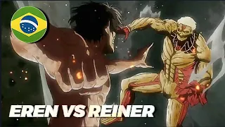 trecho dublado eren vs reiner attack on titan