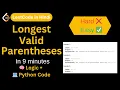 Longest Valid Parentheses Leetcode 32 IN 9 MINUTES Python Hindi