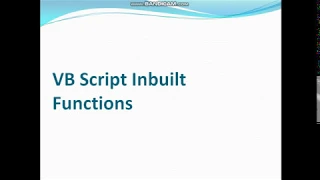 VB Script inbuilt Functions with a program