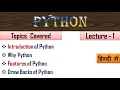 What is Python Python Introduction in Hindi Python Programming for Beginners Lecture - 1
