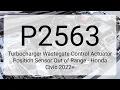 DTC P2563 Turbocharger Wastegate Control Actuator Position Sensor Out of Range - Honda Civic 2022