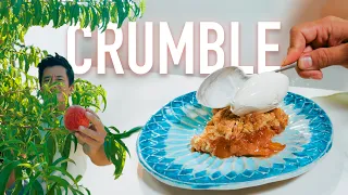 Un crumble aux pêche bien gourmand !