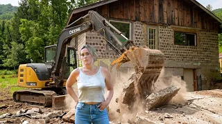 I'm FINALLY Tearing Down This Abandoned House w/ Old Excavator & Dump Truck