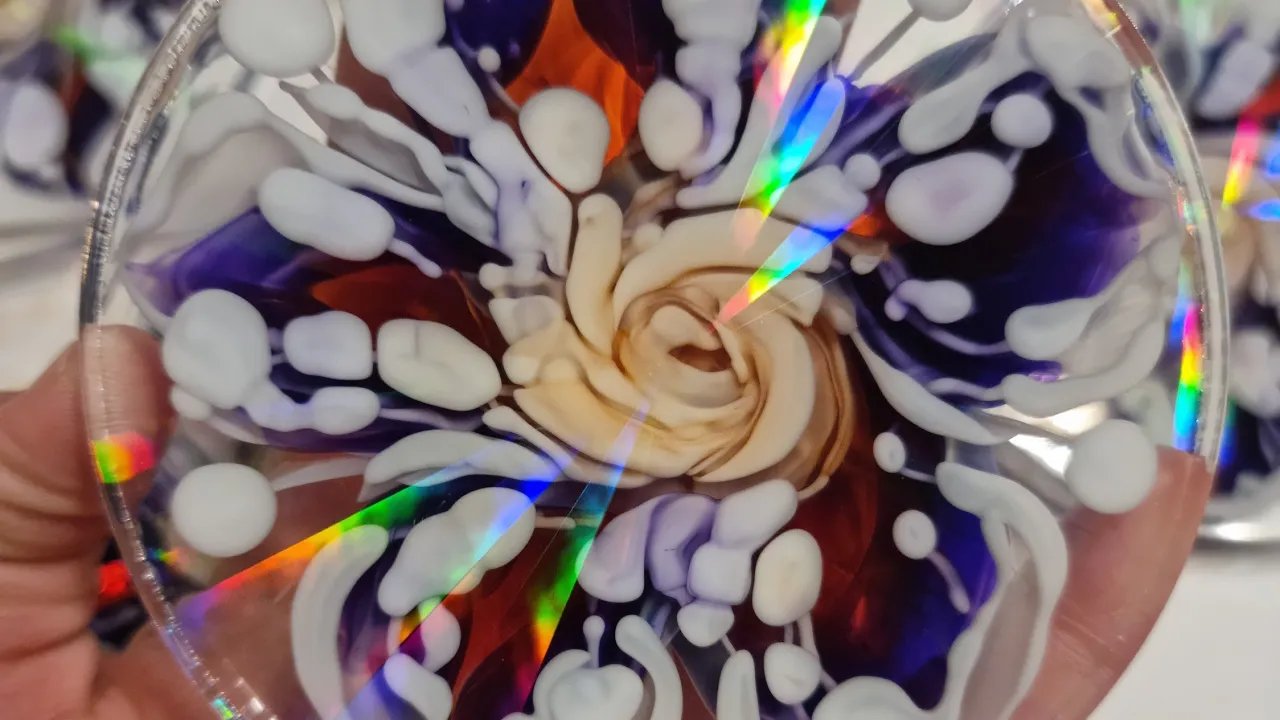 Holographic round coasters - Color Burst