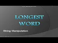 Longest Word in the Sentence Java program String Manipulations ICSE Syllabus