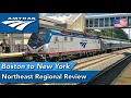 Boston to New York onboard the Amtrak Northeast Regional