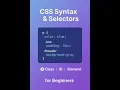 CSS Syntax Selectors Explained Class ID Element Beginners Guide
