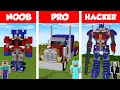 Minecraft NOOB vs PRO vs HACKER TRANSFORMERS OPTIMUS STATUE HOUSE BUILD CHALLENGE Animation