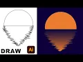 Draw Stunning SUNSET REFLECTION using Pencil Tool in Adobe Illustrator
