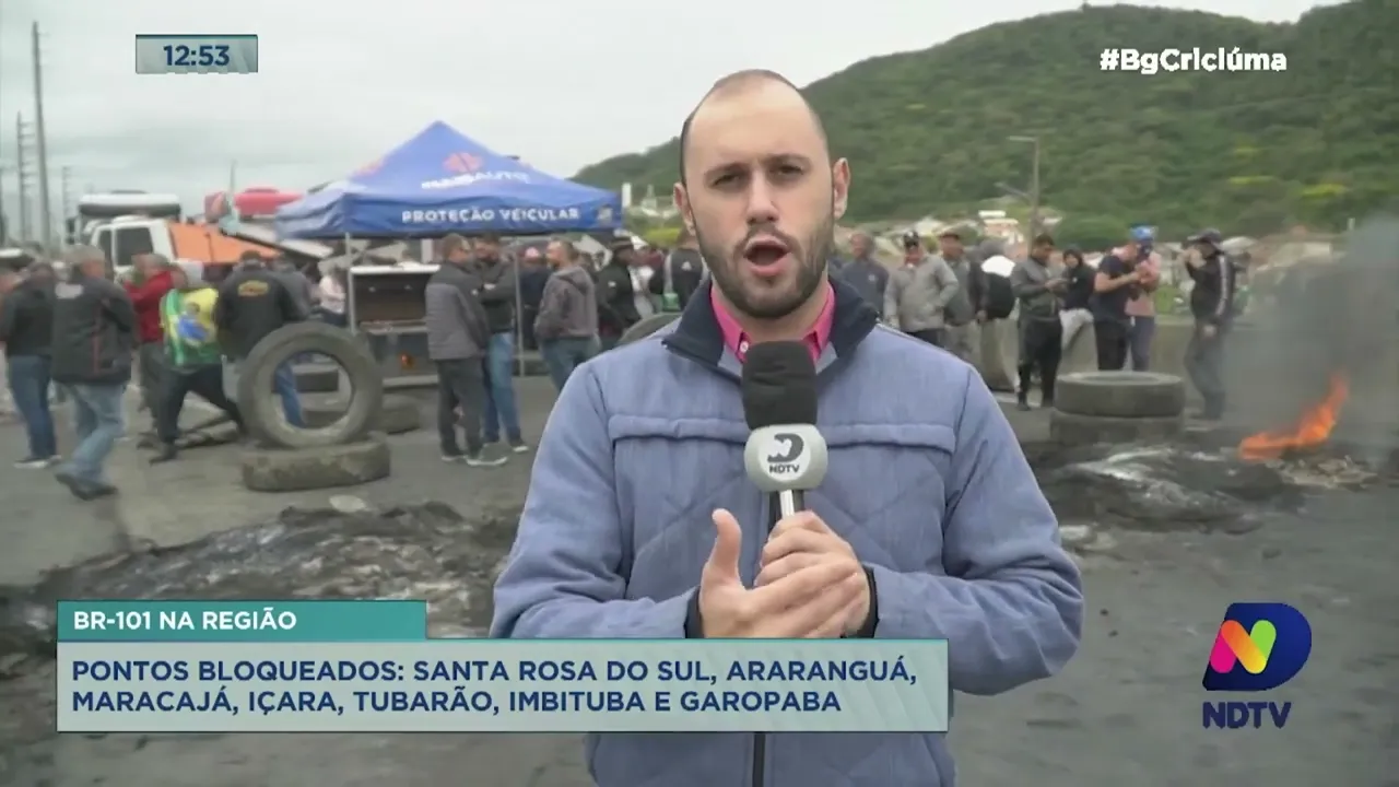 Região Sul do estado tem sete pontos de bloqueios na BR-101