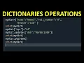 Change Add and Removes Items in Python Dictionaries Dictionary Operation in Python Hindi