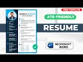 How to Create an ATS-Friendly Resume in Microsoft Word Free Resume Template Step-by-Step