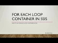 For each loop container in SSIS