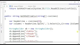 Convert CSV to Html in C Simple Code without hardcoding and using any library