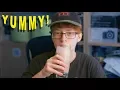Drinking chocolate milk answering questions